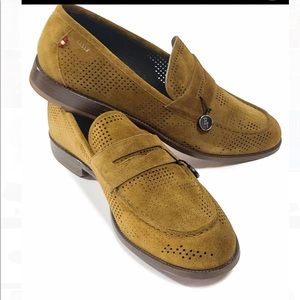 BALLY Wirdon Kangaroo Ochre Yellow Leather Perforated Size US 11.5 Loafers